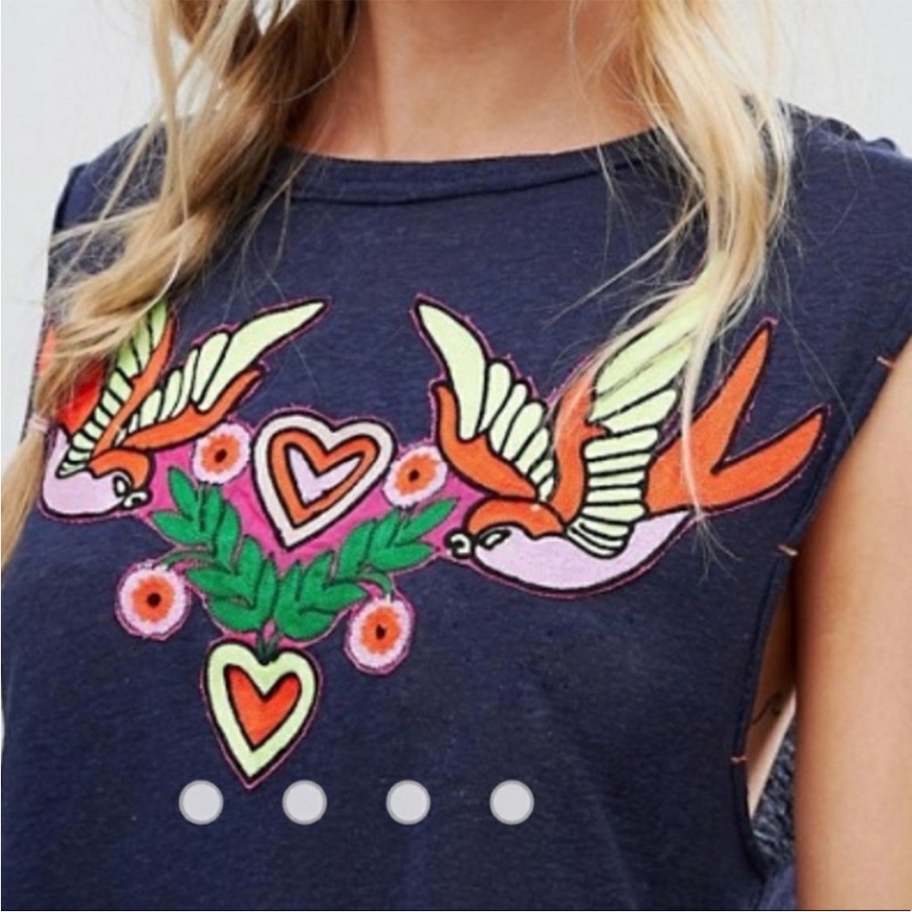 EUC Free People Love Birds Embroidered Top Small - Picture 2 of 11